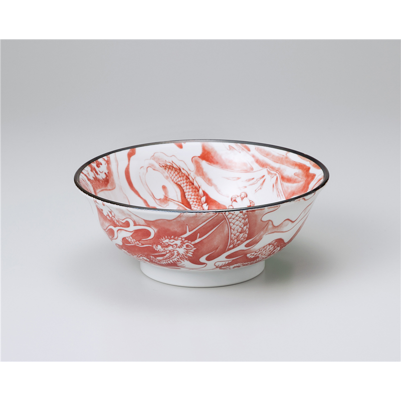古林陶器 中華単品 ドラゴン6.8ラーメン丼 赤 1069840301 1個（ご注文単位1個）【直送品】
