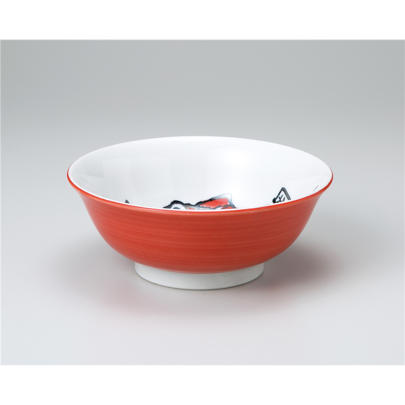 古林陶器 中華単品 めで鯛6.8ラーメン丼 赤 1069850701 1個（ご注文単位1個）【直送品】