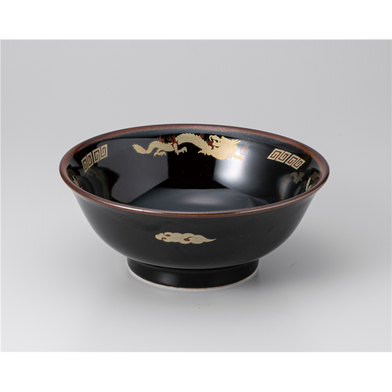 古林陶器 中華単品 天目金彩竜6.8反高台丼 560220335 1個（ご注文単位1個）【直送品】