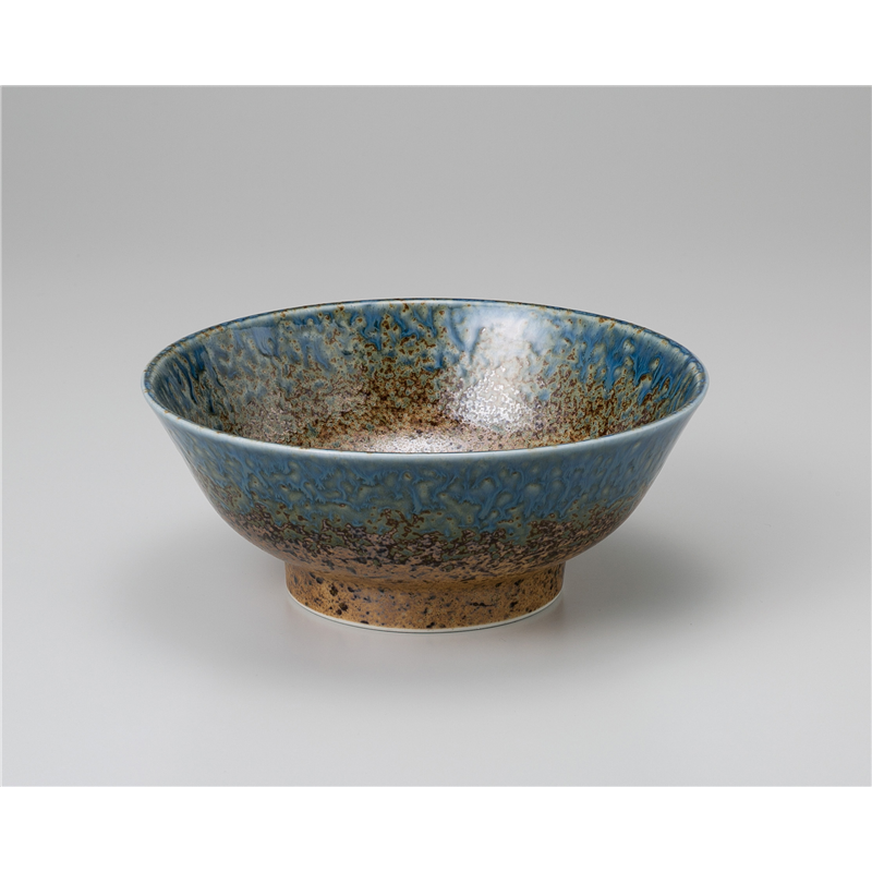 古林陶器 中華単品 砂地藍流し6.8高台丼 1069740254 1個（ご注文単位1個）【直送品】