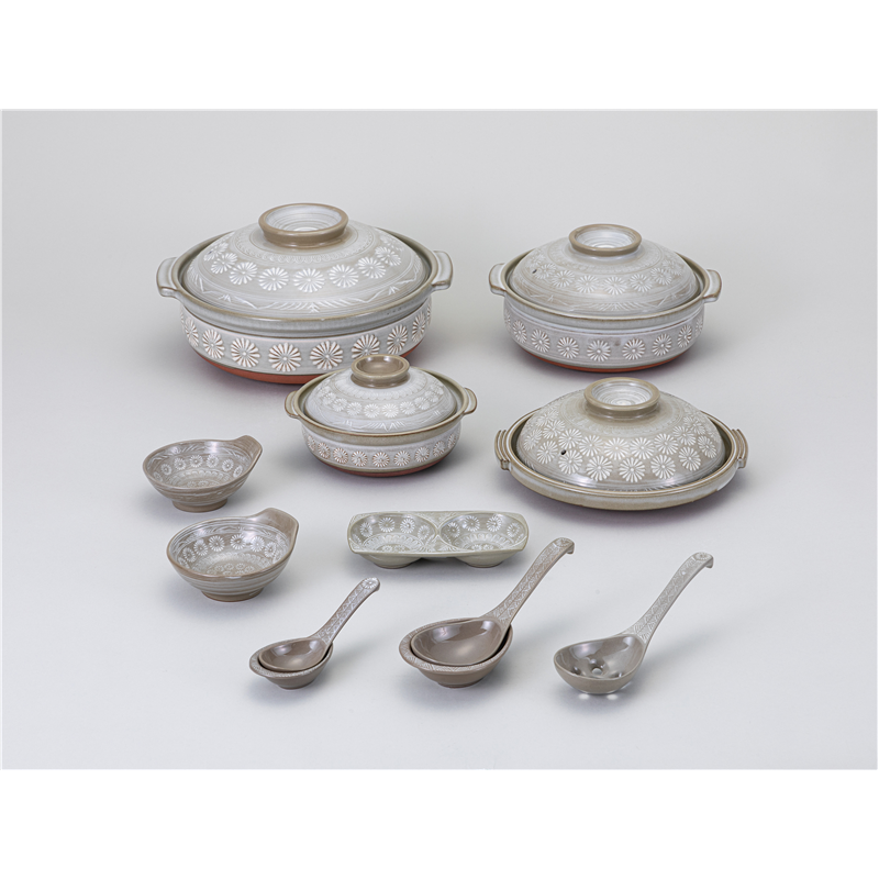 古林陶器 萬古焼 花三島11.0深鍋 1266410184 1個（ご注文単位1個）【直送品】