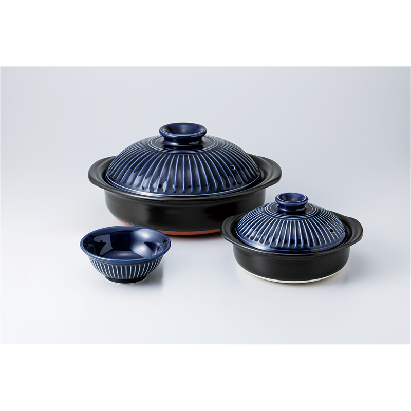 古林陶器 土鍋(萬古焼) 菊花ルリ9.0鍋 1266610184 1個（ご注文単位1個）【直送品】