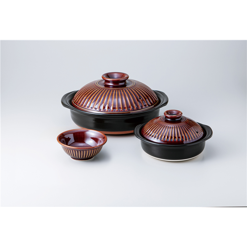 古林陶器 土鍋(萬古焼) 菊花アメ9.0鍋 1266610484 1個（ご注文単位1個）【直送品】