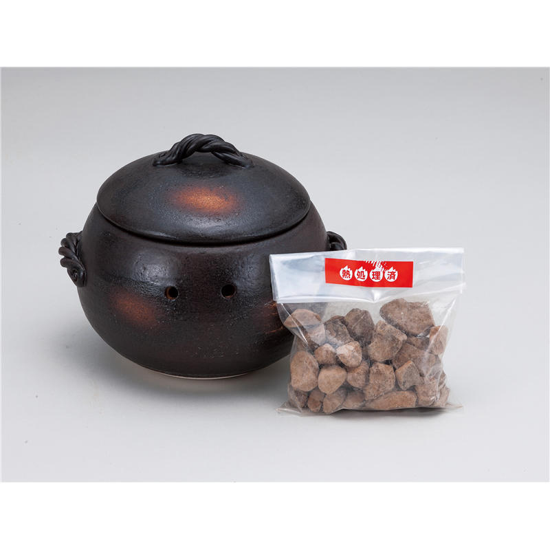 古林陶器 土鍋(萬古焼)(伊賀焼) 焼いも鍋丸形小(石付) 1071030582 1個（ご注文単位1個）【直送品】