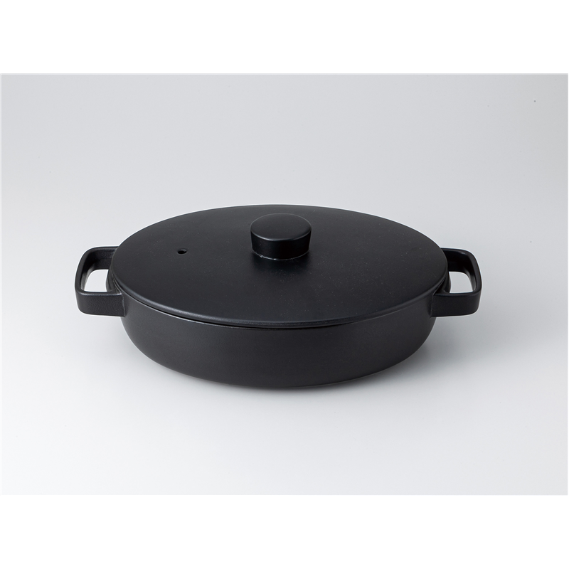 古林陶器 土鍋(萬古焼)(伊賀焼) クレイポットオーバルM ブラック 1358930125 1個（ご注文単位1個）【直送品】