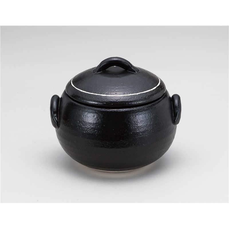 古林陶器 ご飯鍋・多用鍋 つや黒ごはん鍋３合炊 1071320181 1個（ご注文単位1個）【直送品】