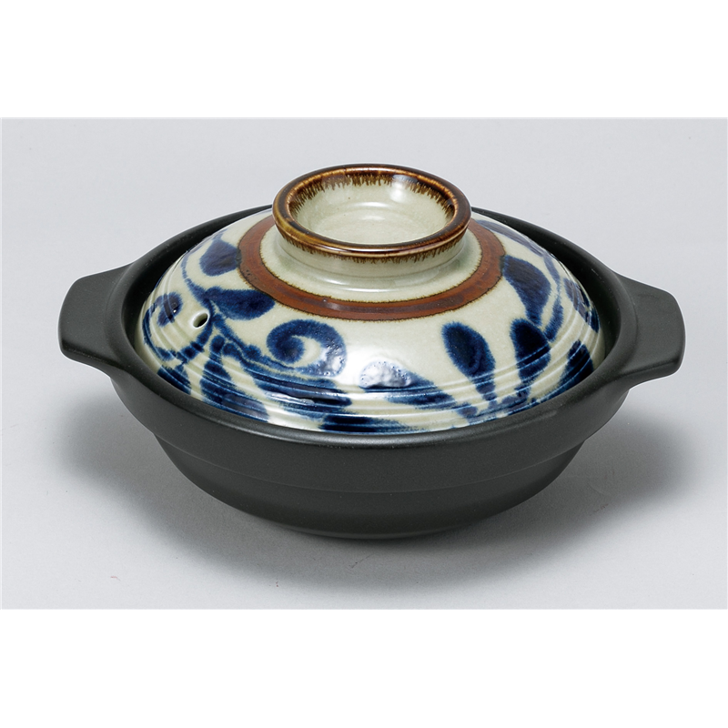 古林陶器 小鍋・ラーメン鍋・ビビンバ るり唐草5.5号土鍋 1172020125 1個（ご注文単位1個）【直送品】
