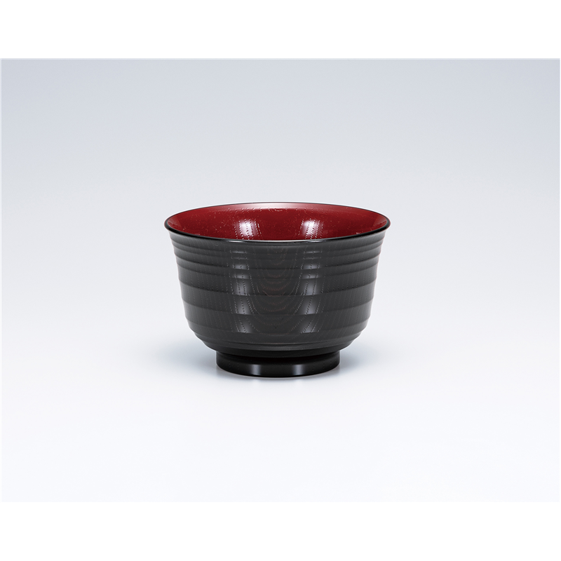 古林陶器 会津漆器汁椀 レンジ汁椀 溜 木彫羽反荒筋 1173210295 1個（ご注文単位1個）【直送品】