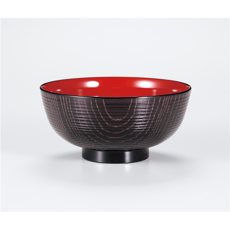 古林陶器 会津漆器吸椀・大椀・丼・マグカップ レンジ木彫麺丼 溜 1072760195 1個（ご注文単位1個）【直送品】