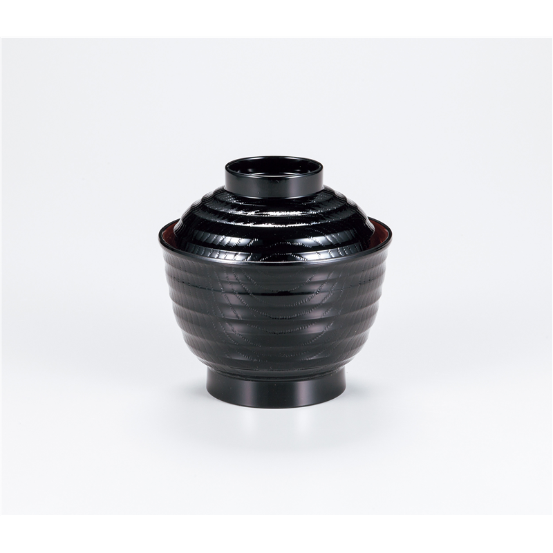 古林陶器 会津漆器吸椀・マグカップ・バラエティ 黒 内朱3.5乱筋椀 1073610397 1個（ご注文単位1個）【直送品】