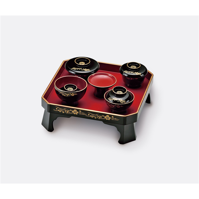 古林陶器 会津漆器吸椀・マグカップ・バラエティ 黒 上喰初セット 松竹梅 1173940397 1個（ご注文単位1個）【直送品】