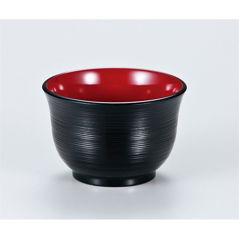 古林陶器 越前漆器椀 (U)3.0 羽反ハケメ汁椀 黒内朱 766410198 1個（ご注文単位1個）【直送品】