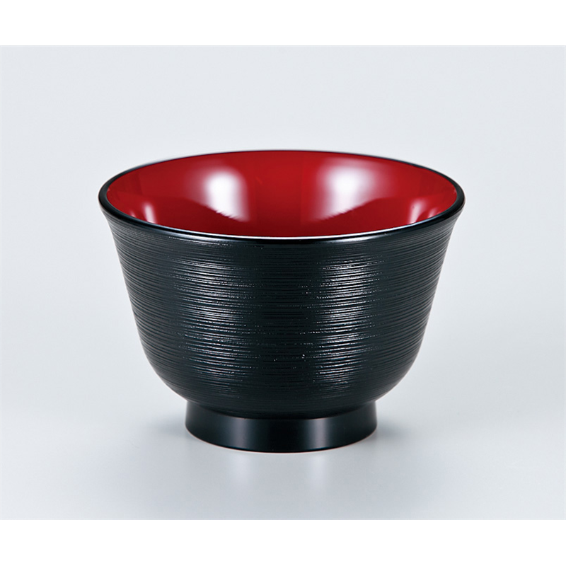 古林陶器 越前漆器椀 3.3 羽反ハケメ汁椀 黒内朱 766410498 1個（ご注文単位1個）【直送品】