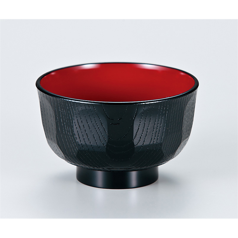 古林陶器 越前漆器椀 3.6 羽反亀甲汁椀 黒内朱 766420298 1個（ご注文単位1個）【直送品】