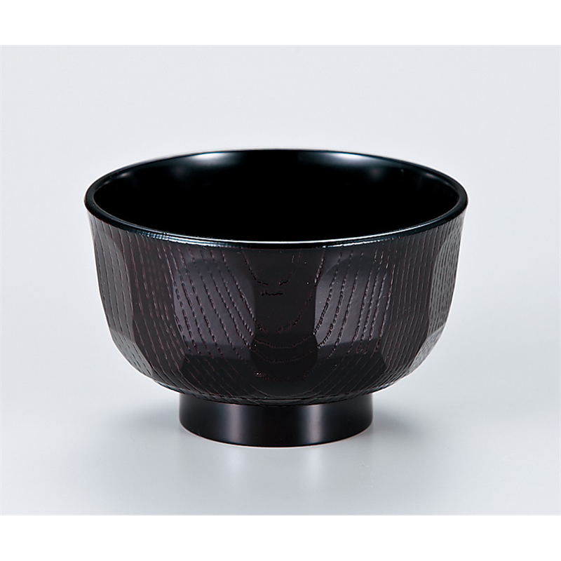 古林陶器 越前漆器椀 3.6 羽反亀甲汁椀 溜内黒 766420398 1個（ご注文単位1個）【直送品】