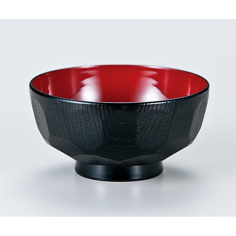 古林陶器 越前漆器椀 3.8 亀甲汁椀 黒内朱 766420598 1個（ご注文単位1個）【直送品】