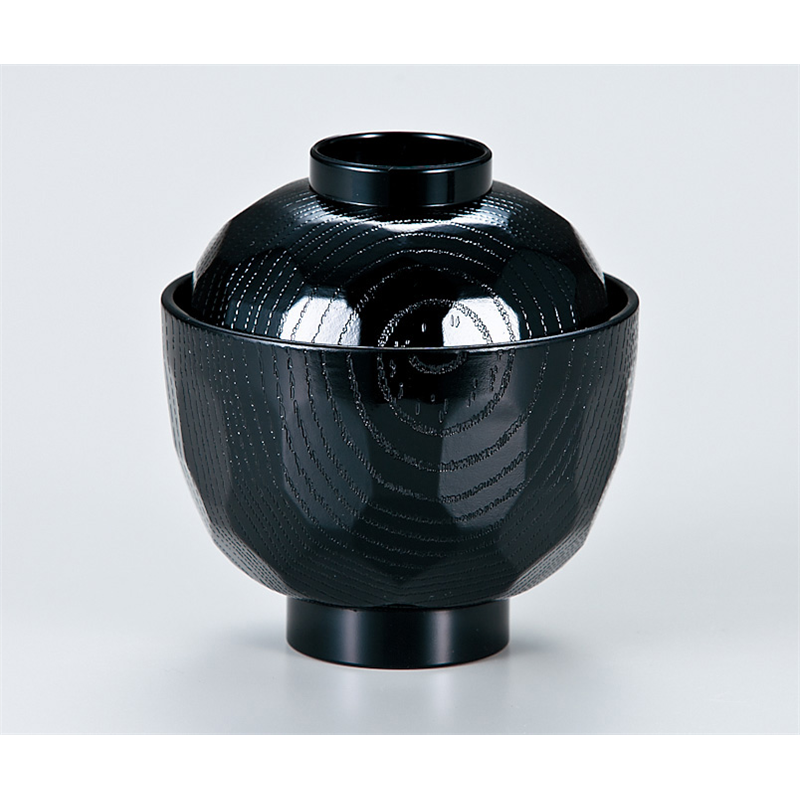 古林陶器 越前漆器椀 3.2 亀甲椀 黒 766440198 1個（ご注文単位1個）【直送品】