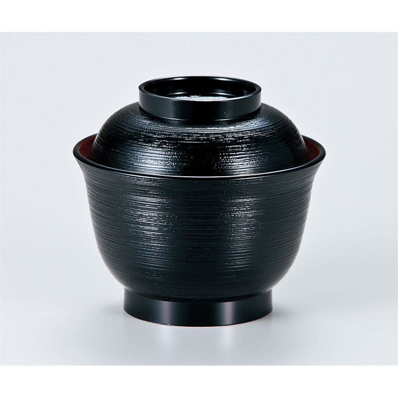 古林陶器 越前漆器椀 羽反ハケメ吸椀 黒内朱 766450198 1個（ご注文単位1個）【直送品】