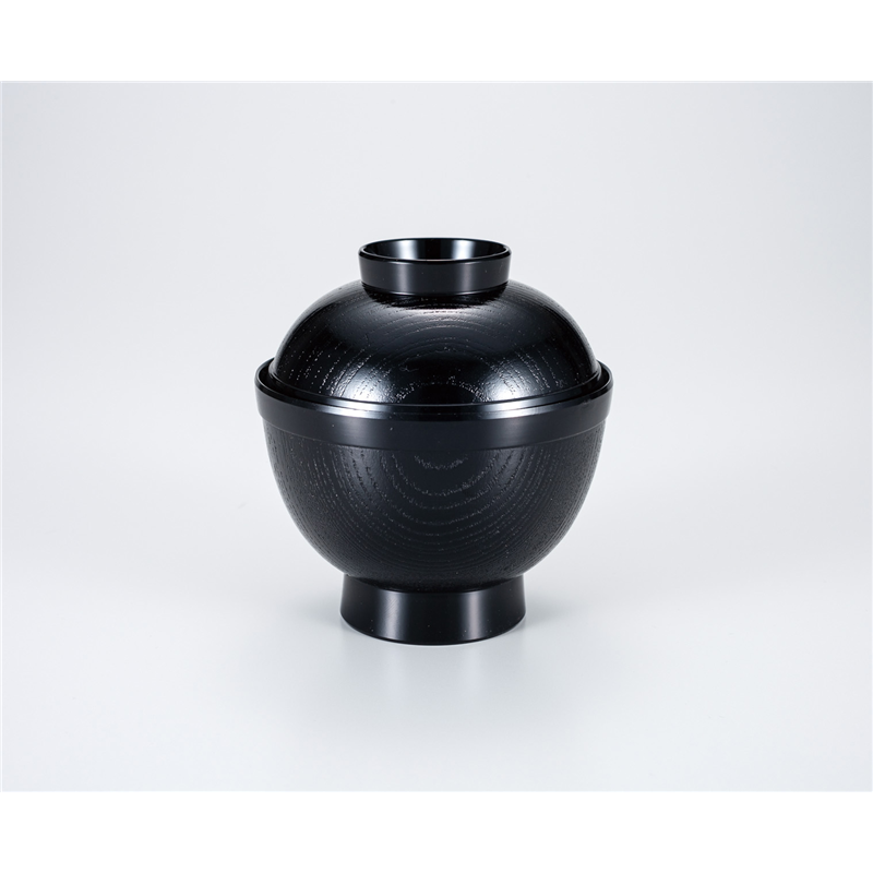 古林陶器 越前漆器椀 ケヤキ木目小吸椀 黒 869650598 1個（ご注文単位1個）【直送品】