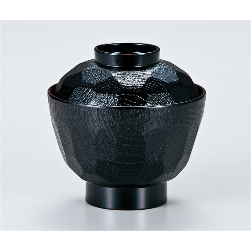 古林陶器 越前漆器椀 亀甲定食椀 黒内朱 766460198 1個（ご注文単位1個）【直送品】