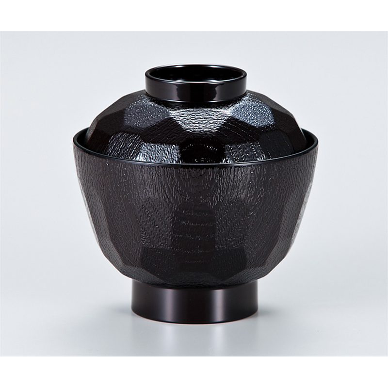 古林陶器 越前漆器椀 亀甲定食椀 溜内黒 766460298 1個（ご注文単位1個）【直送品】