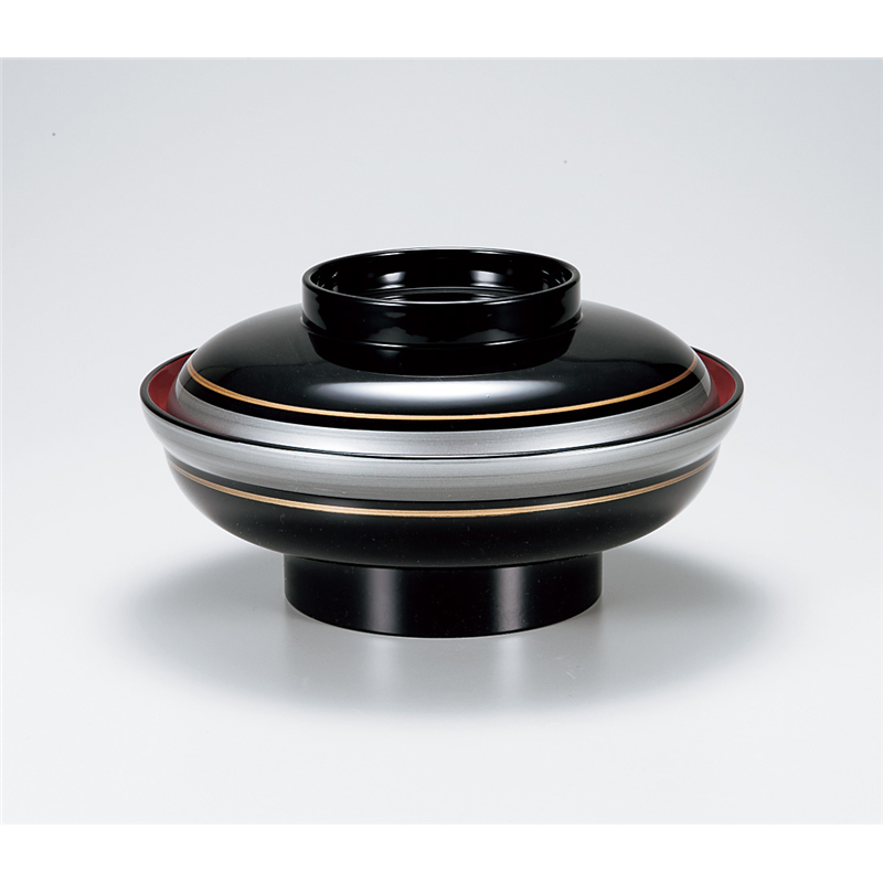 古林陶器 越前漆器丼・椀 5.5 光月丼 黒内朱ライン 973140198 1個（ご注文単位1個）【直送品】