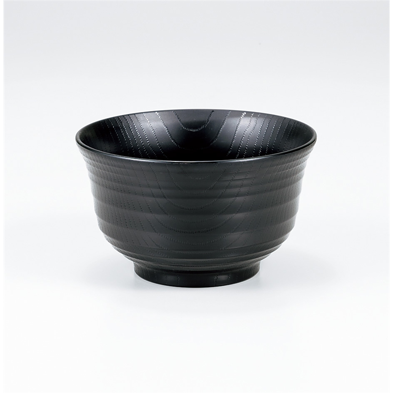 古林陶器 越前漆器丼・椀・鉢 木目ロクロ小丼 消黒(耐熱:90℃) 973210398 1個（ご注文単位1個）【直送品】