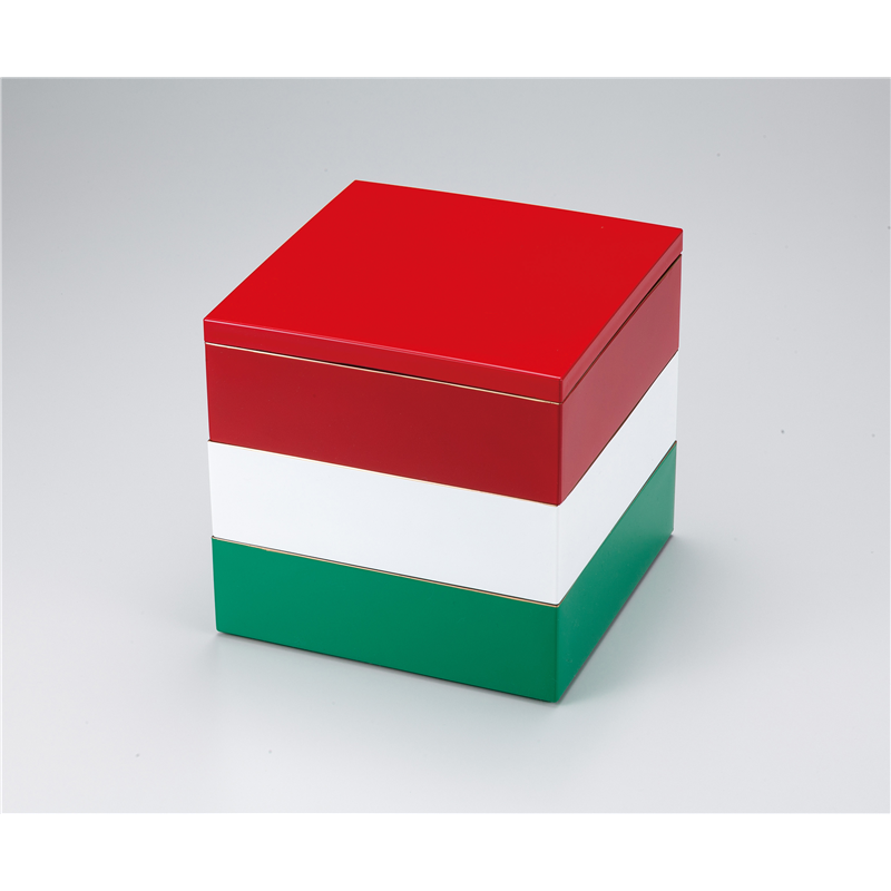 古林陶器 越前漆器お節重 6.5彩三段重イタリア内黒天金 1076030498 1個（ご注文単位1個）【直送品】