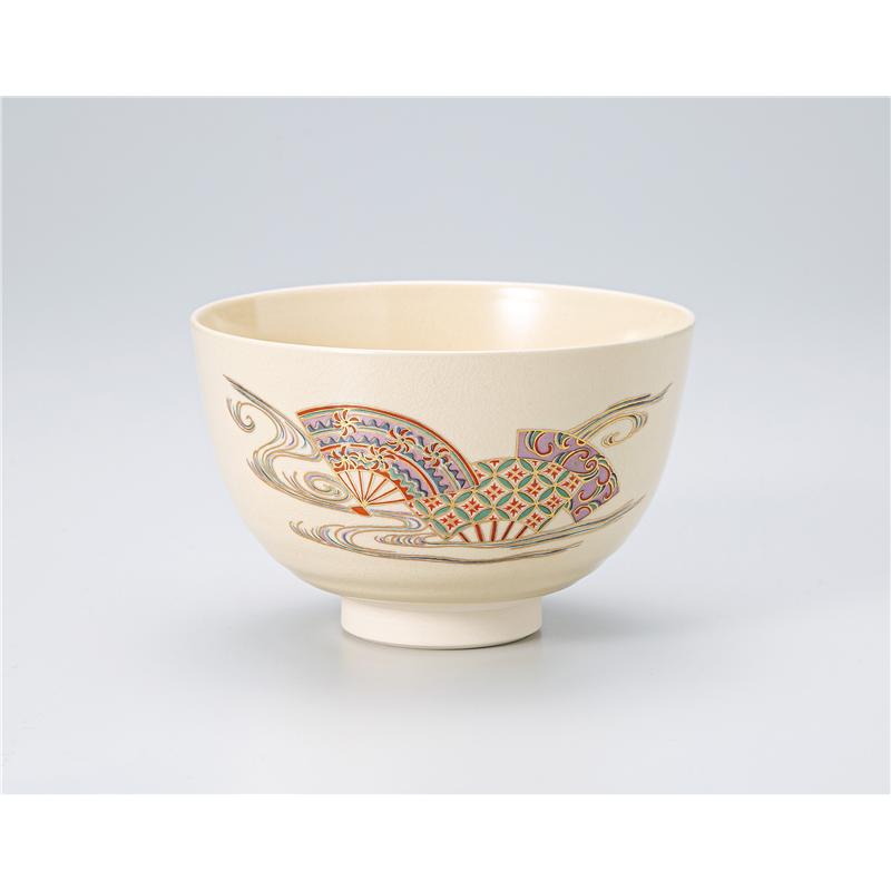 古林陶器 抹茶碗 仁清抹茶碗 扇流し(化粧箱入) 1364430215 1個（ご注文単位1個）【直送品】