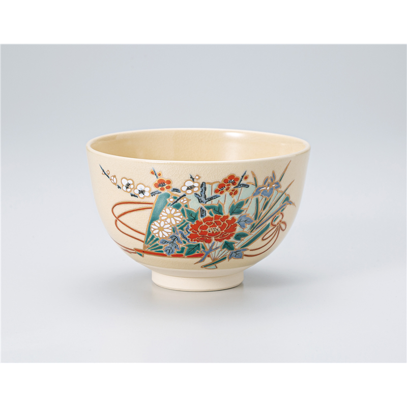 古林陶器 抹茶碗 仁清抹茶碗 緋扇(化粧箱入) 1364440415 1個（ご注文単位1個）【直送品】