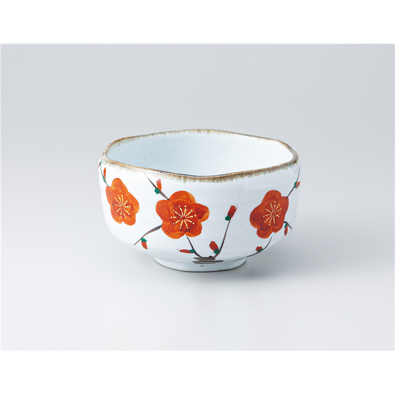 古林陶器 抹茶碗 抹茶碗 手描赤梅(トムソン箱) 1364540415 1個（ご注文単位1個）【直送品】