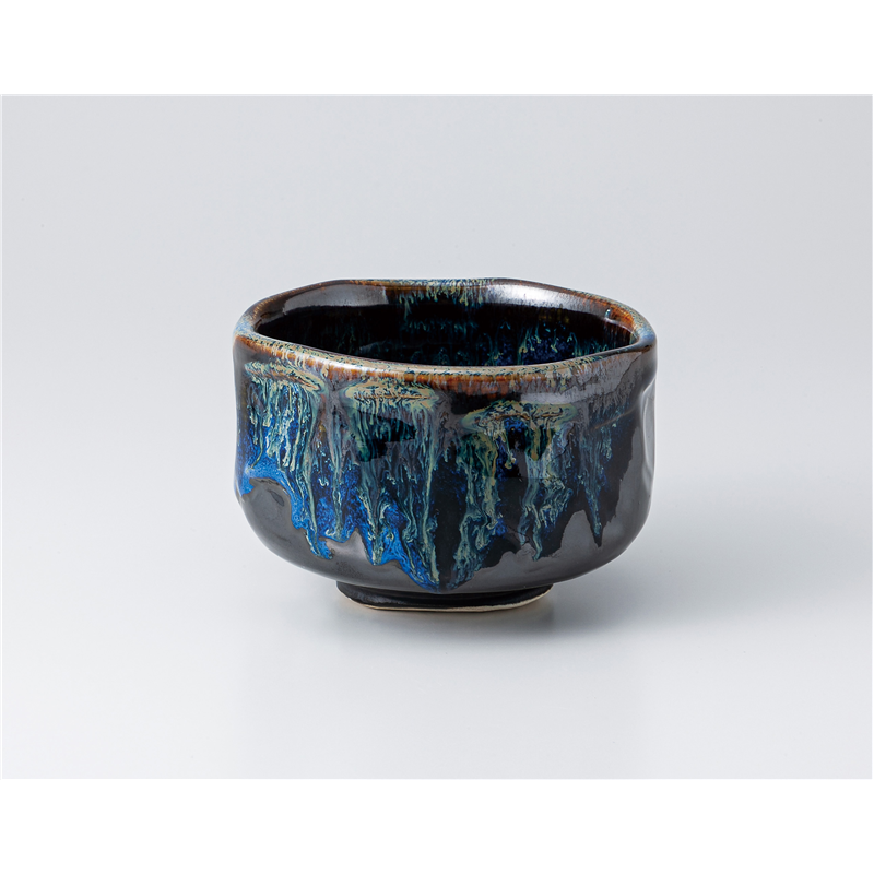 古林陶器 抹茶碗 黒ブルー金流し抹茶碗(トムソン箱) 1364610554 1個（ご注文単位1個）【直送品】