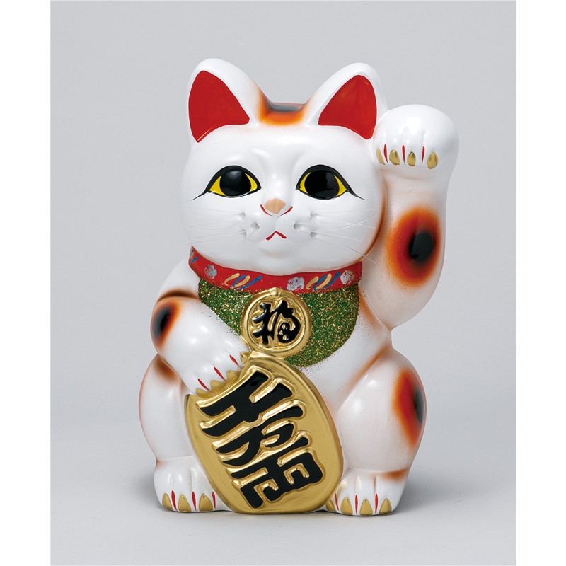 古林陶器 常滑焼招き猫 白手長小判猫13号(左手) 1178210893 1個（ご注文単位1個）【直送品】