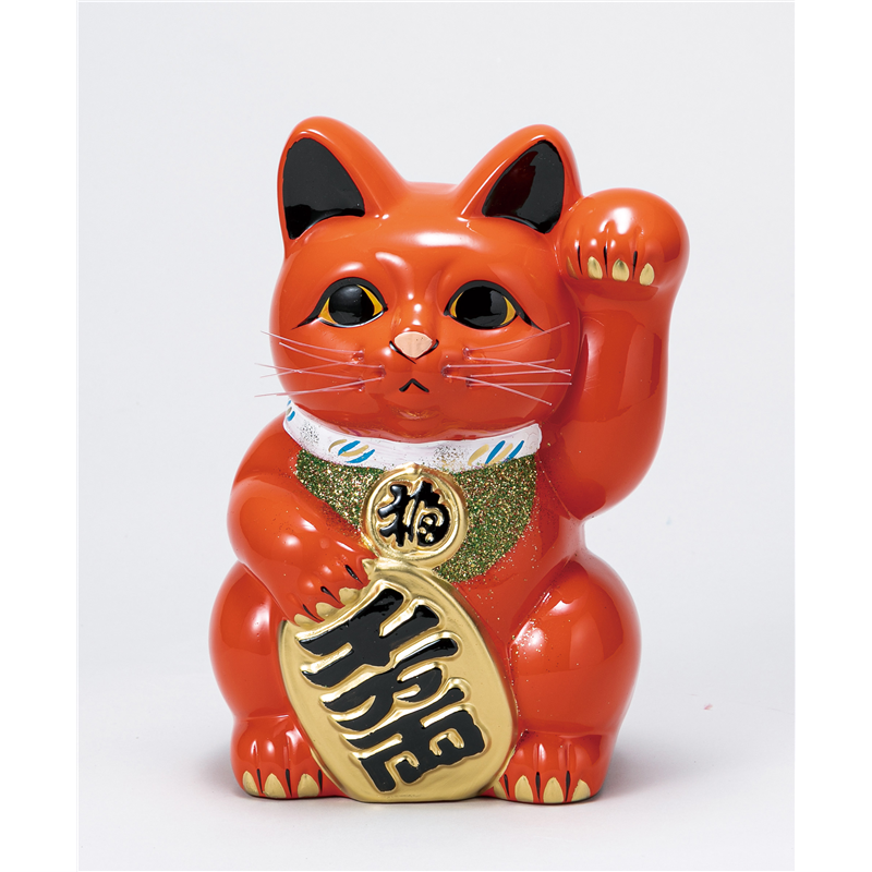 古林陶器 常滑焼招き猫 赤小判猫10号(左手) 1178230793 1個（ご注文単位1個）【直送品】