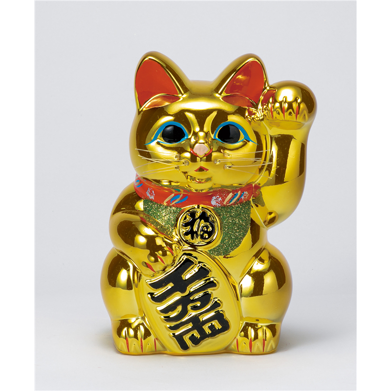 古林陶器 常滑焼招き猫 黄金小判猫10号(左手) 1178240693 1個（ご注文単位1個）【直送品】