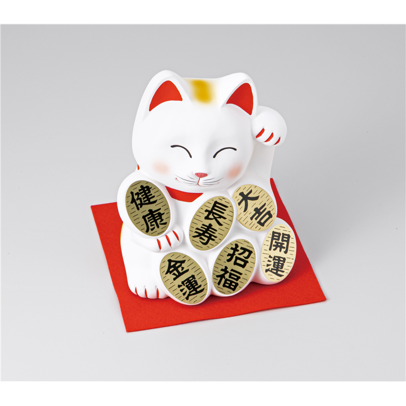 古林陶器 インテリア小物 招福づくし招き猫貯金箱・白 57014030Y 1個（ご注文単位1個）【直送品】