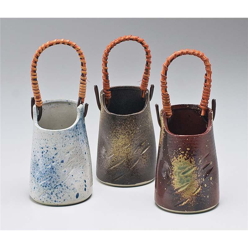 古林陶器 ミニ花瓶 民芸つる付花瓶 ゴズ吹 672430416 1個（ご注文単位1個）【直送品】