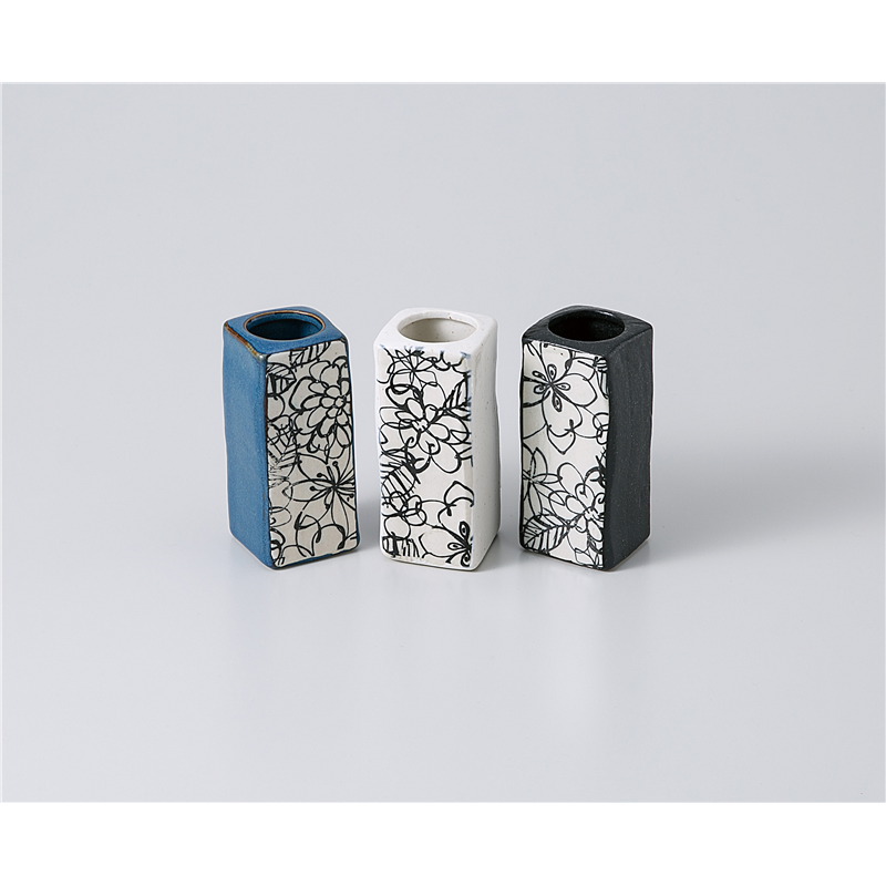 古林陶器 ミニ花瓶 角モノクロ(青)一輪挿し 1178410120 1個（ご注文単位1個）【直送品】