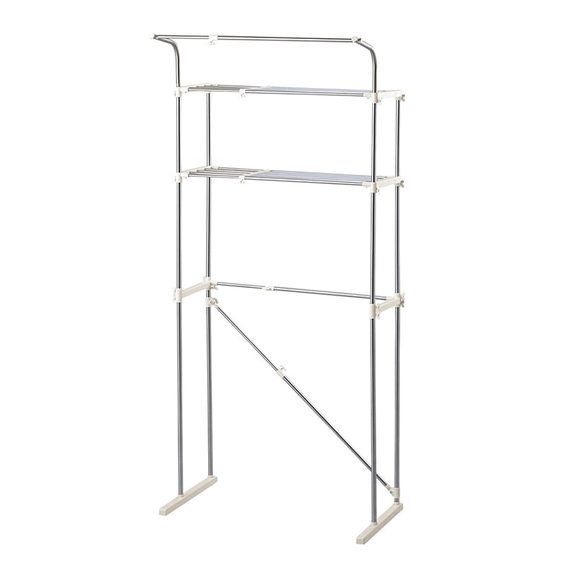 中山福 伸縮式洗濯機ラック ハンガー掛け付 ライトグレー NY-292 1個（ご注文単位1個）【直送品】