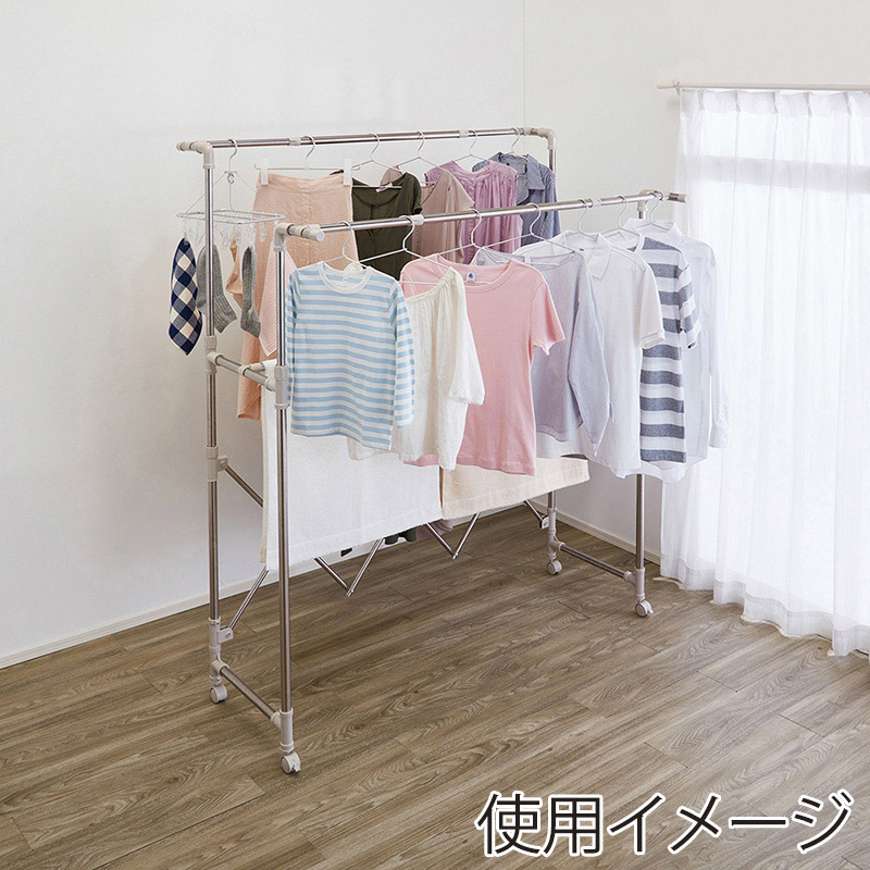 中山福 多機能物干し キャスター付き ライトグレー NY-287 1個(ご注文単位1個)【直送品】