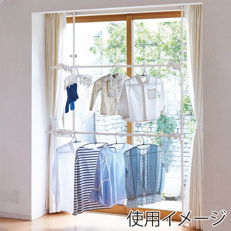 中山福 つっぱり物干し ライトグレー NY-284 1個(ご注文単位1個)【直送品】