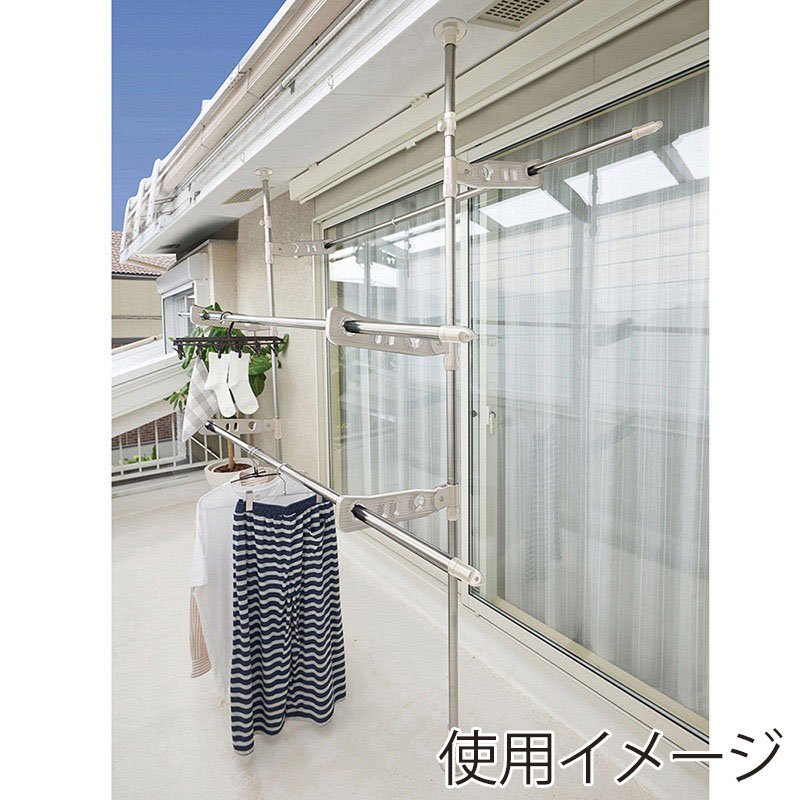 中山福 つっぱり物干し ライトグレー NY-282 1個(ご注文単位1個)【直送品】