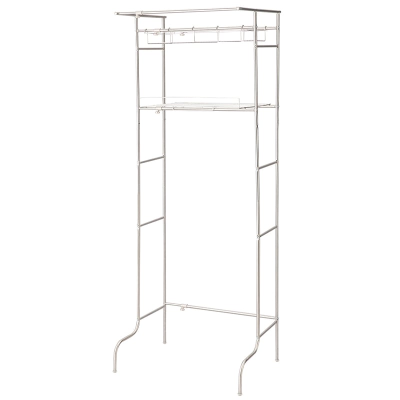 中山福 伸縮式洗濯機ラック ハンガー掛け付 ライトグレー NY-279 1個（ご注文単位1個）【直送品】