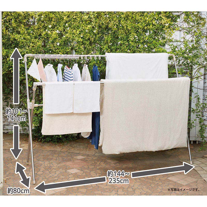 中山福 伸縮ふとん干し ハンガーフック付 ライトグレー NY-274 1個(ご注文単位1個)【直送品】