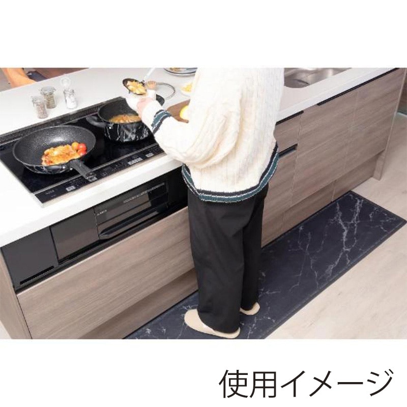 中山福 マーブルキッチン キッチンマット 40×180 大理石柄 ブラック NX-194 1枚(ご注文単位1枚)【直送品】