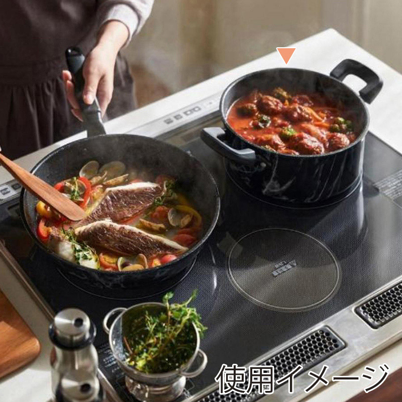 中山福 マーブルキッチン 両手鍋 ガラス蓋付 IH対応 20cm 大理石柄 ブラック NX-152 1個(ご注文単位1個)【直送品】