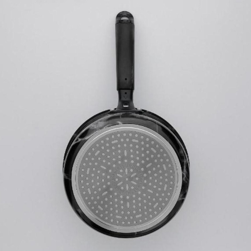 中山福 マーブルキッチン 片手鍋 ガラス蓋付 IH対応 18cm 大理石柄 ブラック NX-151 1個(ご注文単位1個)【直送品】