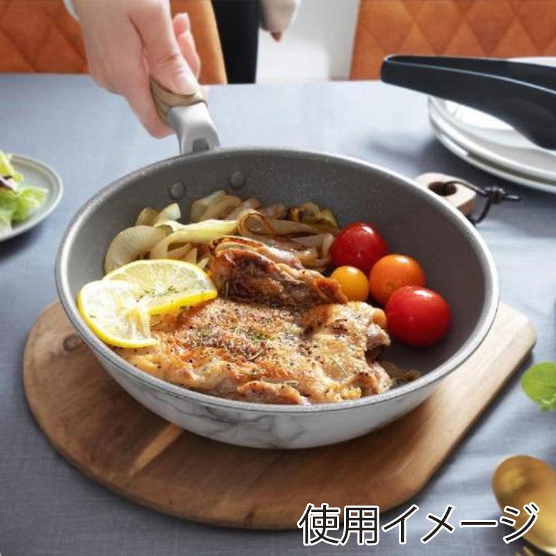 中山福 マーブルキッチン フライパン IH対応 20cm ホワイト NX-121 1個(ご注文単位1個)【直送品】