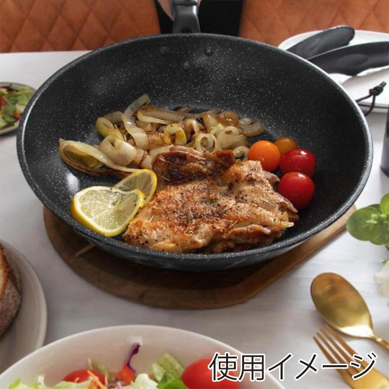 中山福 マーブルキッチン フライパン ガス火専用 28cm ブラック NX-113 1個(ご注文単位1個)【直送品】