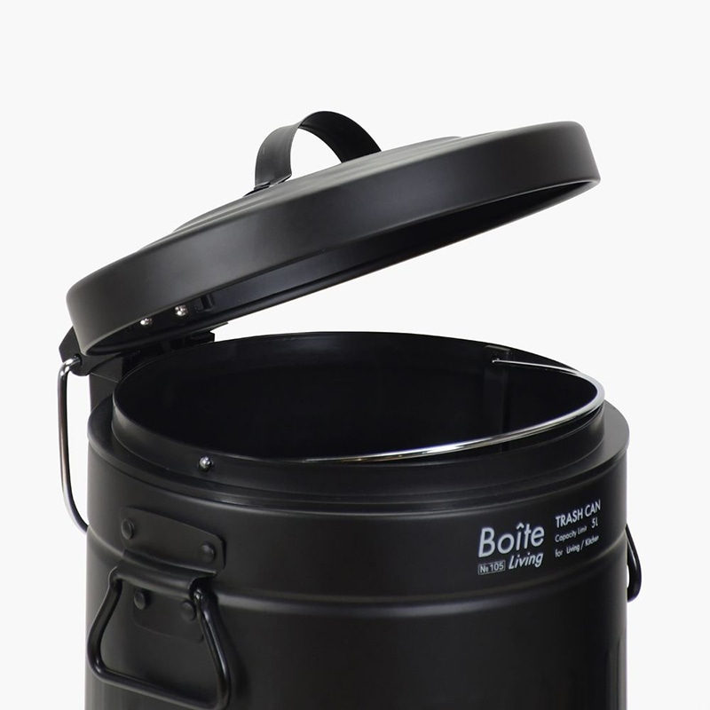 中山福 ゴミ箱 ペダル式 Boite 5L ブラック NQ-0193 1個(ご注文単位1個)【直送品】